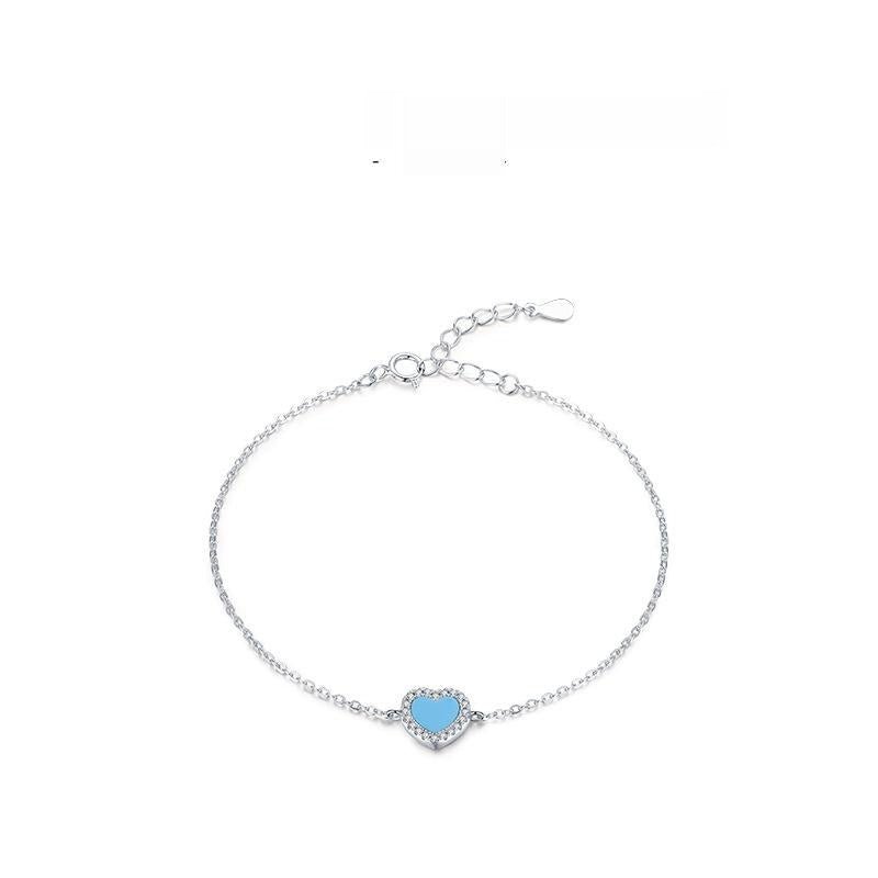 Heart Shaped Love Green Pine Bracelet S925 Sterling Silver Hand Jewelry