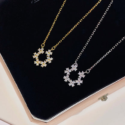 Women's Fashion Simple Sterling Silver Flowers Pendant Necklace