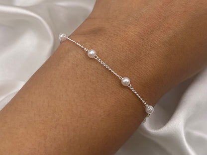 Silver Pearl Beaded Bracelet