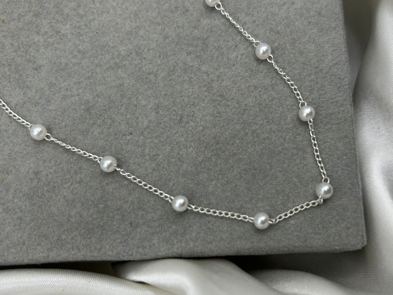 Silver Pearl Beaded Bracelet