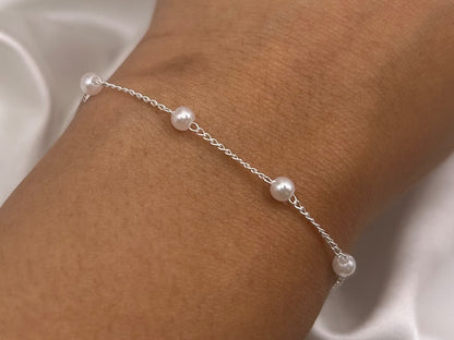 Silver Pearl Beaded Bracelet