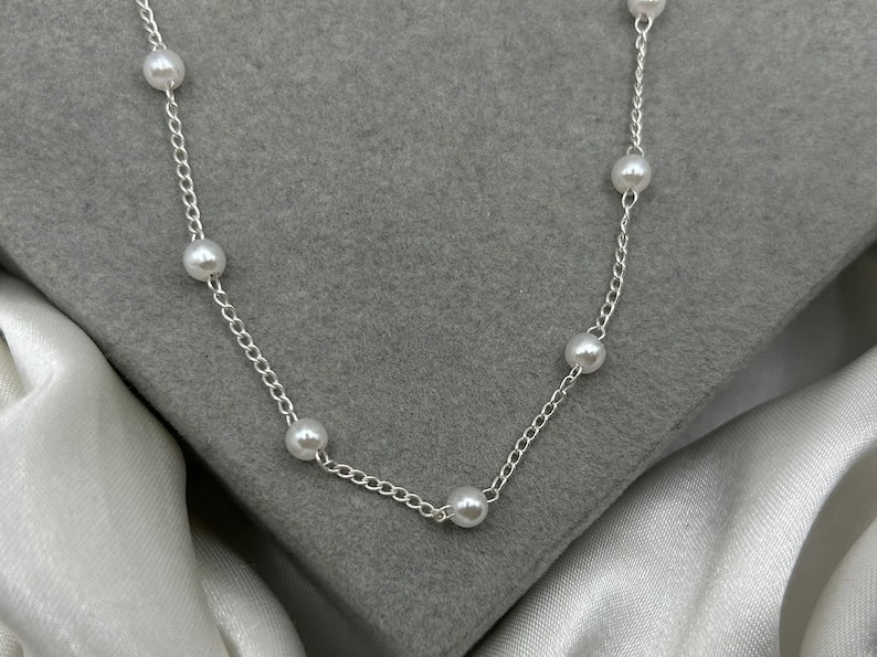 Silver Pearl Beaded Bracelet