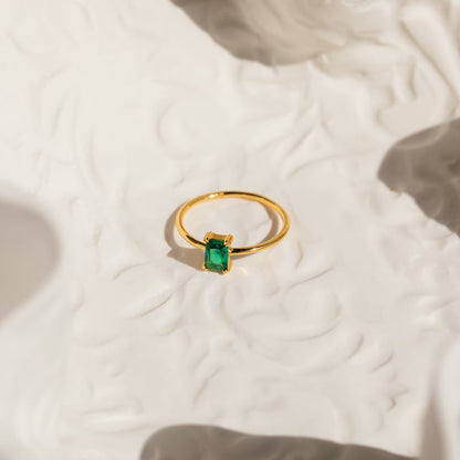 Vintage Emerald Diamond Engagement Ring