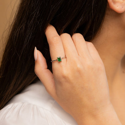 Vintage Emerald Diamond Engagement Ring