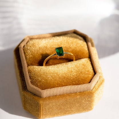 Vintage Emerald Diamond Engagement Ring