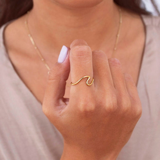 Sea Wave Shaped Silver Ring