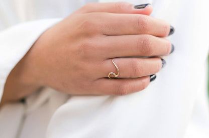 Sea Wave Shaped Silver Ring