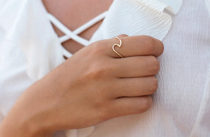 Sea Wave Shaped Silver Ring