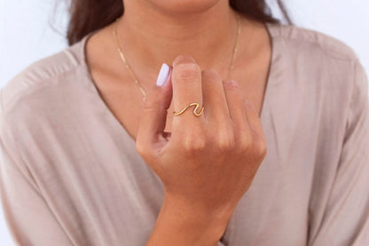 Sea Wave Shaped Silver Ring