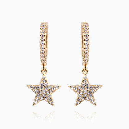 Fashion Full Zircon Five-pointed Star Ear Buckle Earrings