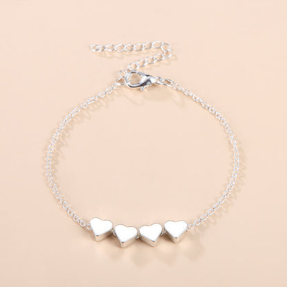 Fashion Jewelry Exquisite New Korean Fashion Temperament Simple Thin Chain Heart Bracelet For Women Girls Birthday Party Jewelry Gift