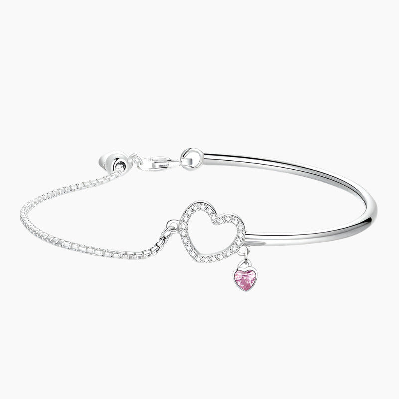 Jewelry Woman Heart Sterling Silver Fashion Ladies Silver Bracelet