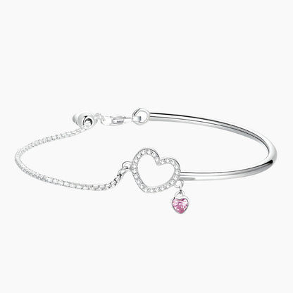 Jewelry Woman Heart Sterling Silver Fashion Ladies Silver Bracelet