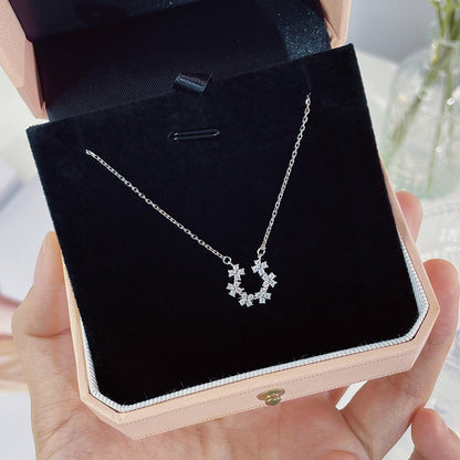 Women's Fashion Simple Sterling Silver Flowers Pendant Necklace