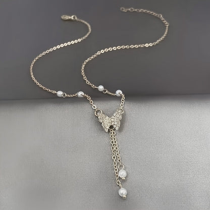 Fashion Personality Women Butterfly Pearl All-match Necklace