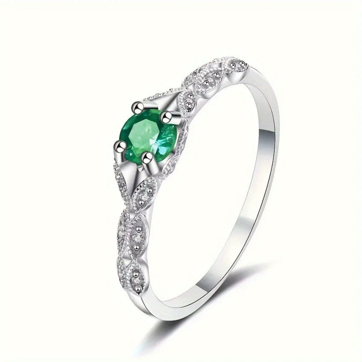 Silver light luxury style amethyst zircon women's ring European and American simple fashion gem temperament ring
