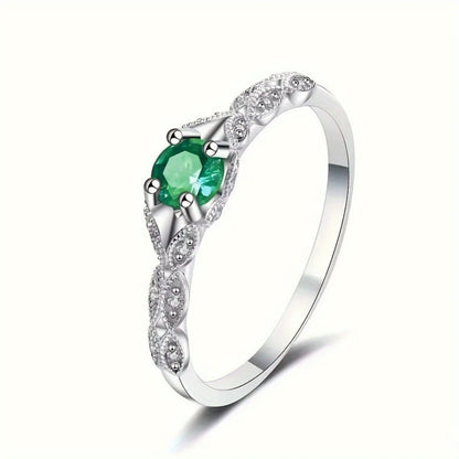 Silver light luxury style amethyst zircon women's ring European and American simple fashion gem temperament ring