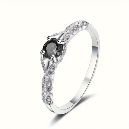 Silver light luxury style amethyst zircon women's ring European and American simple fashion gem temperament ring