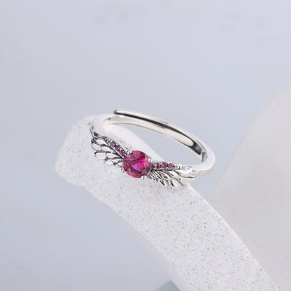 925 Sterling Silver Angel's Wing Index Finger Ring Female