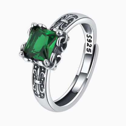 925 Sterling Silver Women's Ring Vintage Square Opening Ring