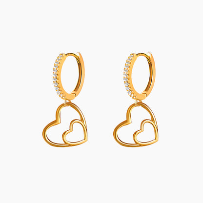 Copper Inlaid Zircon Peach Heart Earrings High Sense