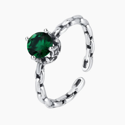 925 Sterling Silver Multicolor Zircon Chain Ring Female