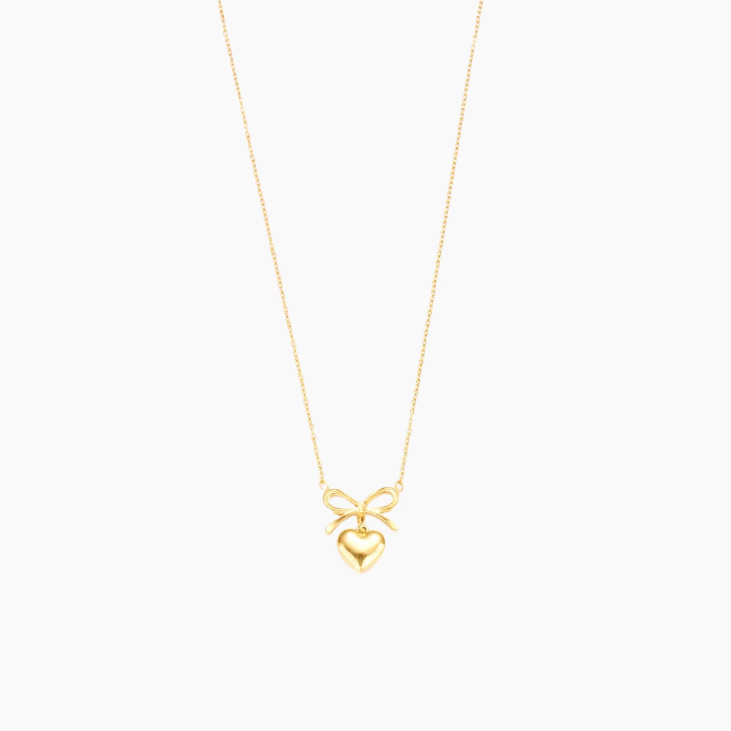 Stainless Steel New Fashion Fine Waterproof Jewelry Love Heart Bowknot Shape Charm Chain Choker Necklaces Pendant For Women Fashion Jewelry