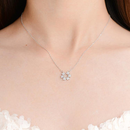 Women's Fashion Simple Sterling Silver Flowers Pendant Necklace