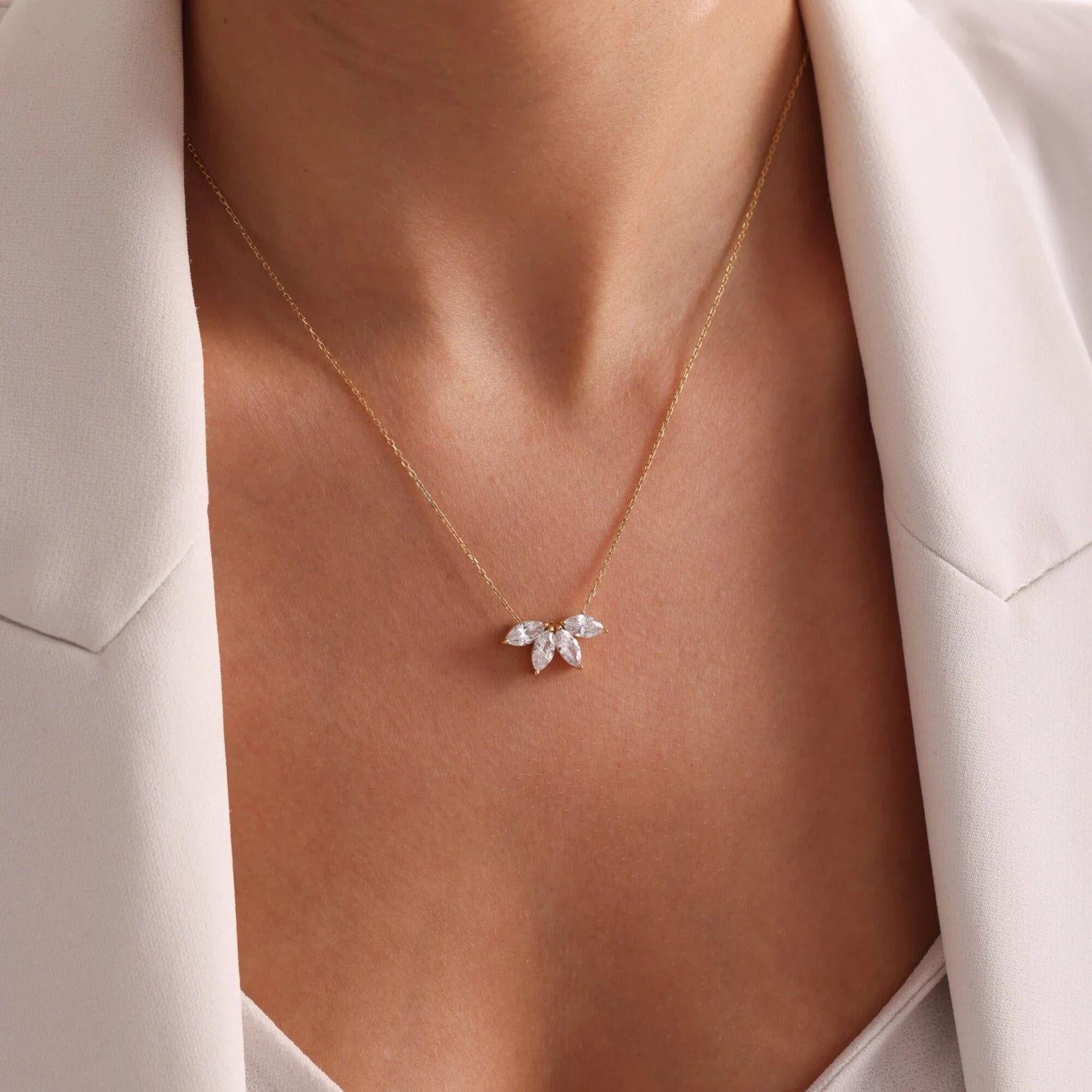 Flower Petal Diamond Necklace
