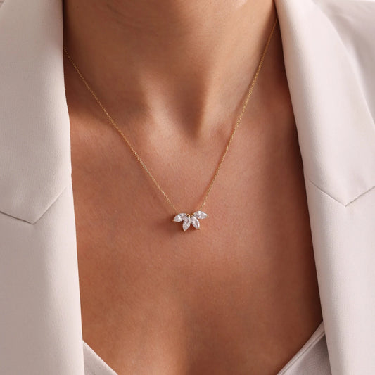Flower Petal Diamond Necklace