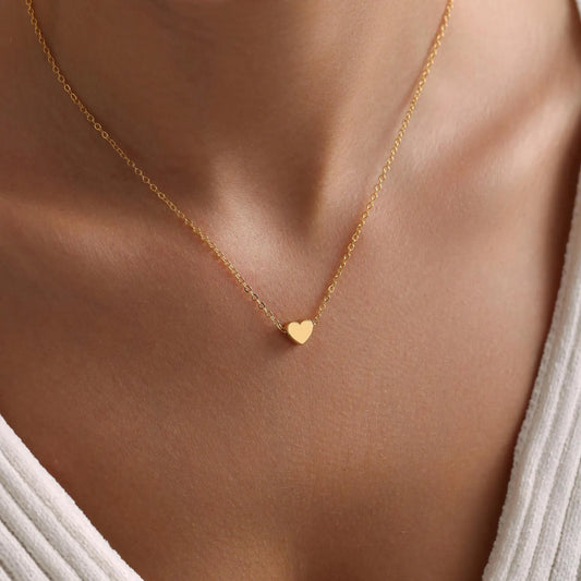 Gold Plated Tiny Minimalist Heart Necklace
