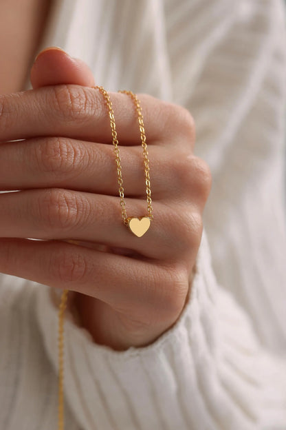 Gold Plated Tiny Minimalist Heart Necklace