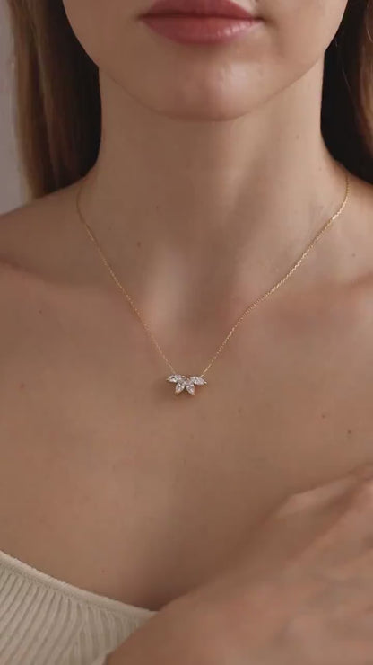 Flower Petal Diamond Necklace