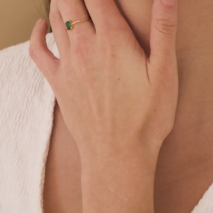 Vintage Emerald Diamond Engagement Ring